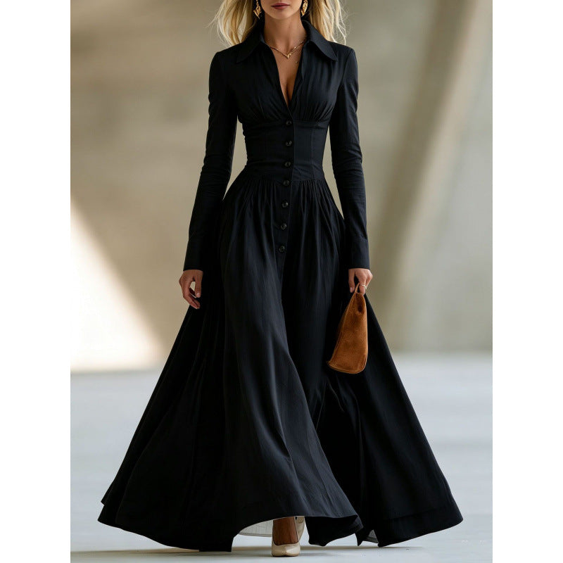 Eloise - Women's Tailored Button-Front Maxi Dress – view 5