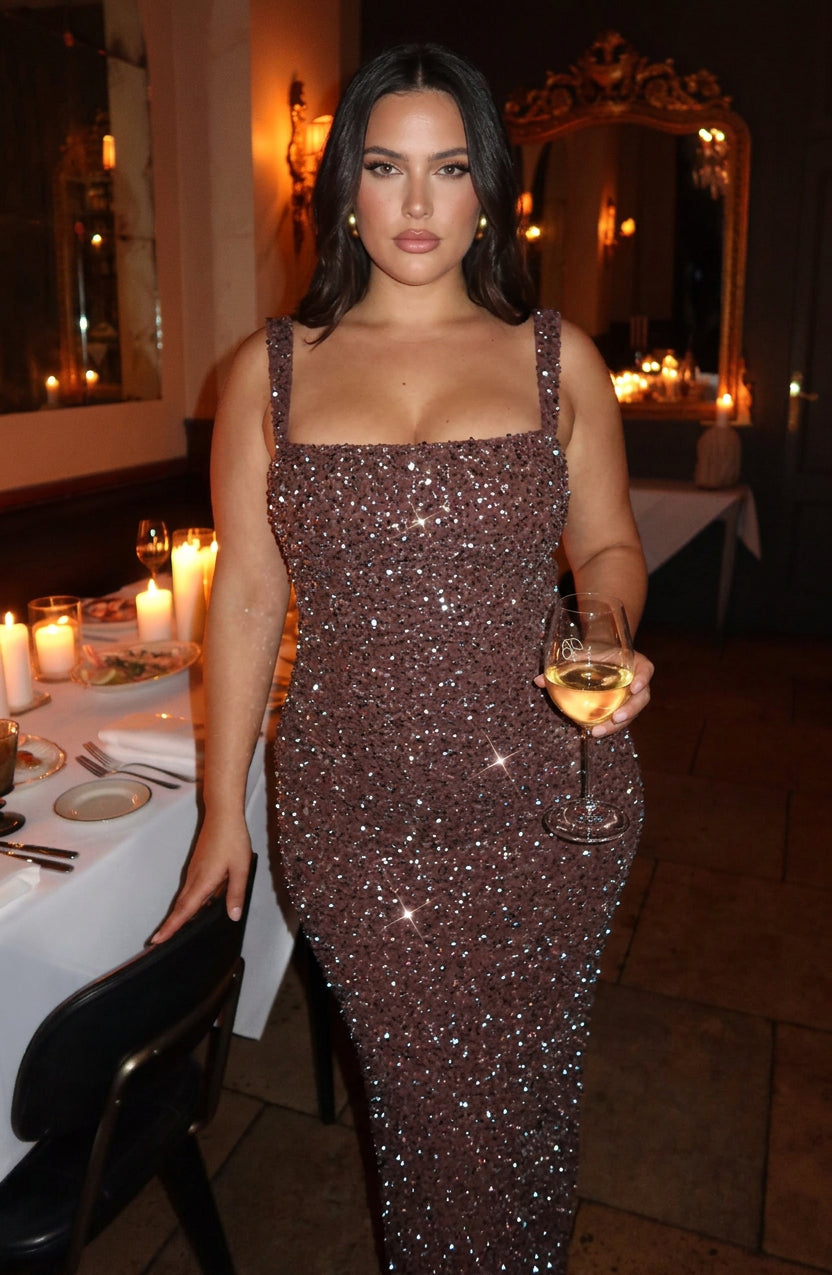 Esmé Maxi Dress - Plum Brown Sparkle – view 5