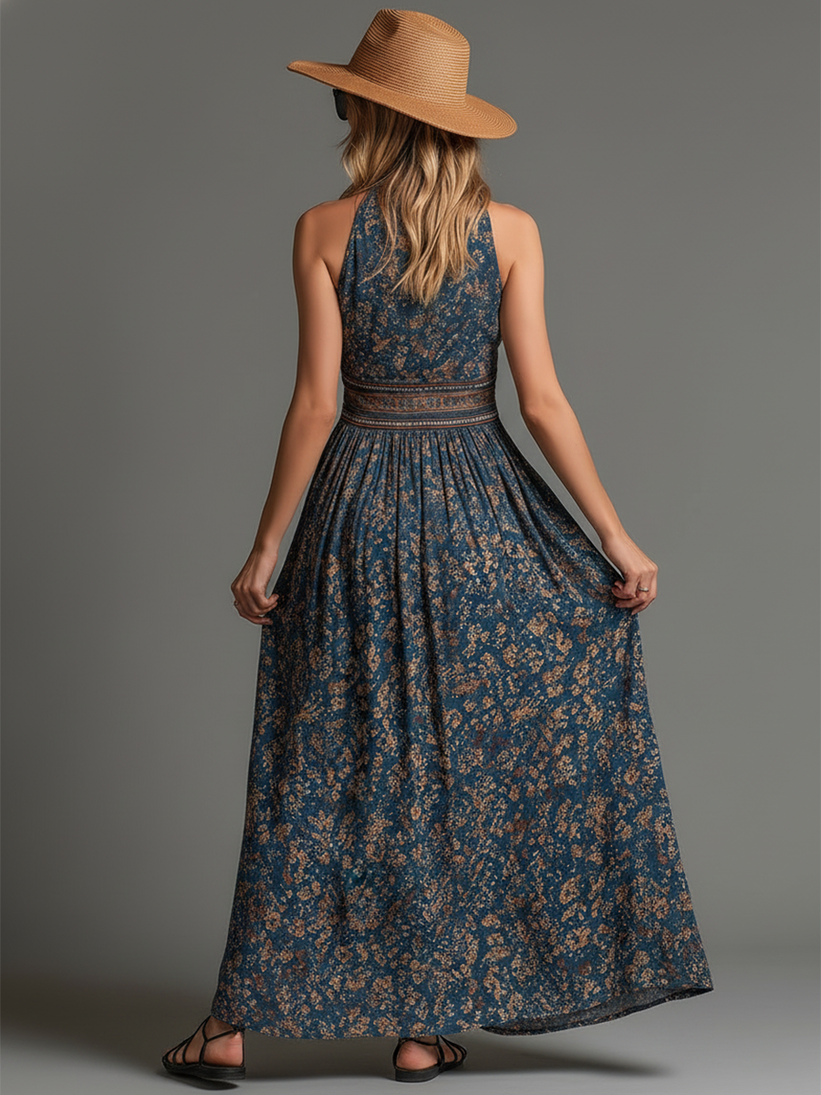 Evadine - Women's Floral Chiffon Maxi Dress Bohemian – view 2