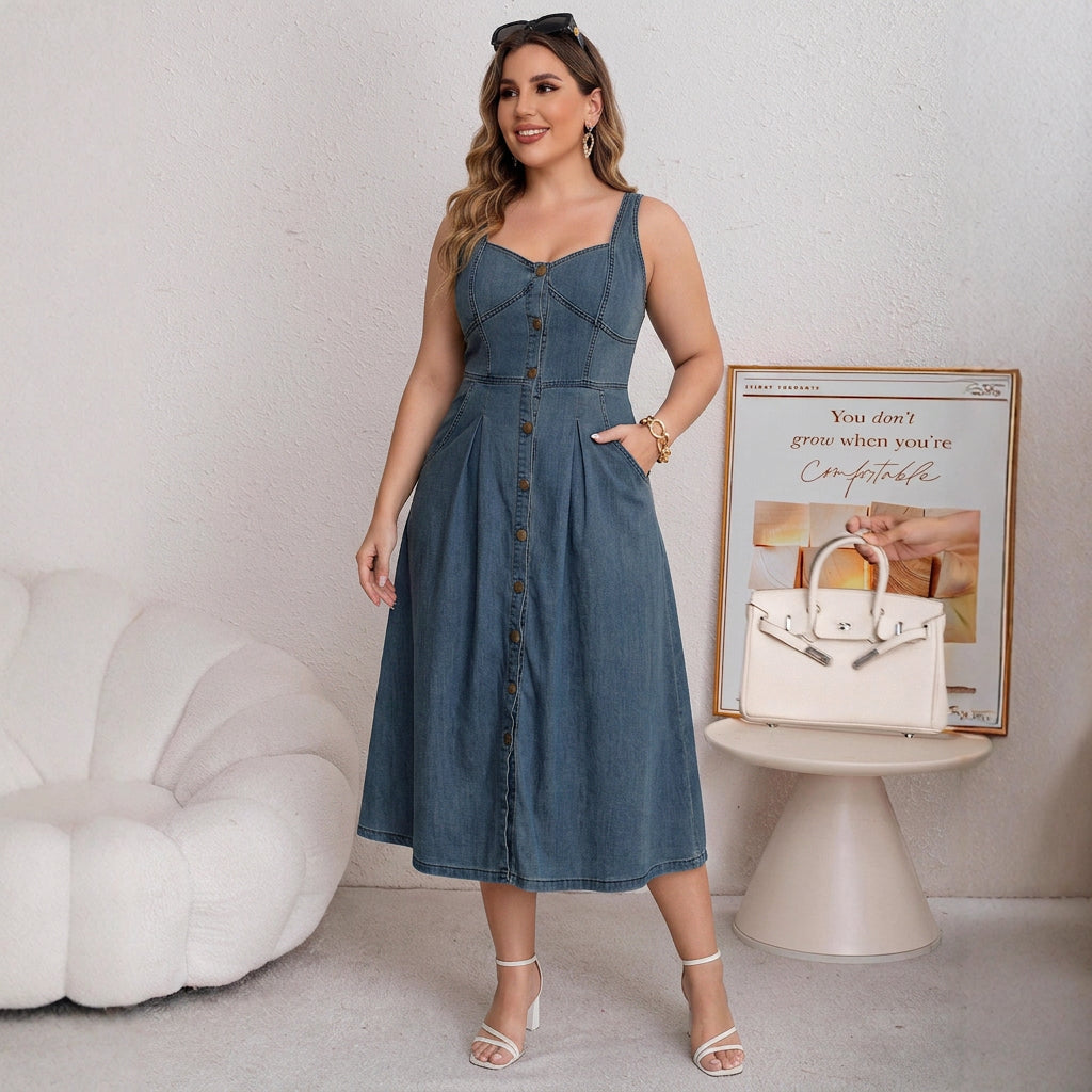 Cataleya Button-Fly Denim Dress