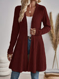 Isla | Ribbed Longline Open-Front Cardigan Flared Hem