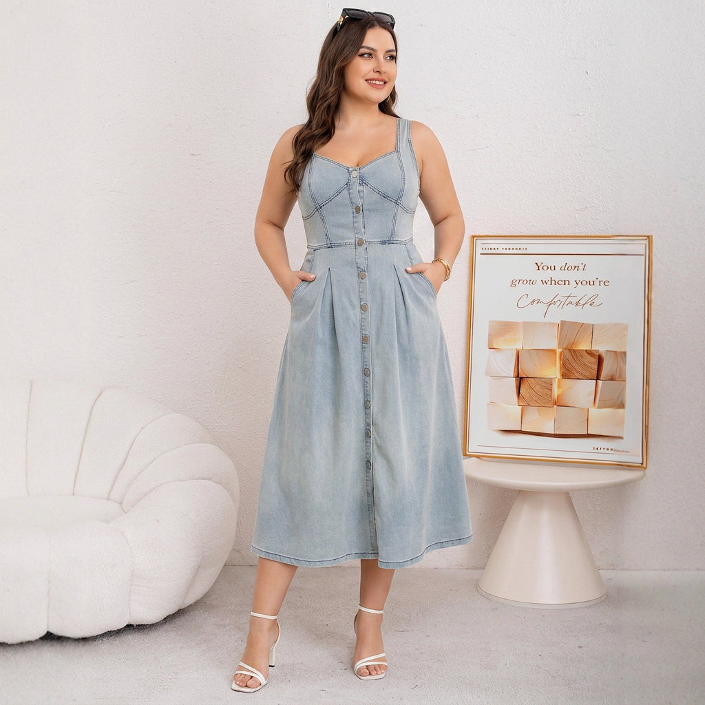 Cataleya Button-Fly Denim Dress