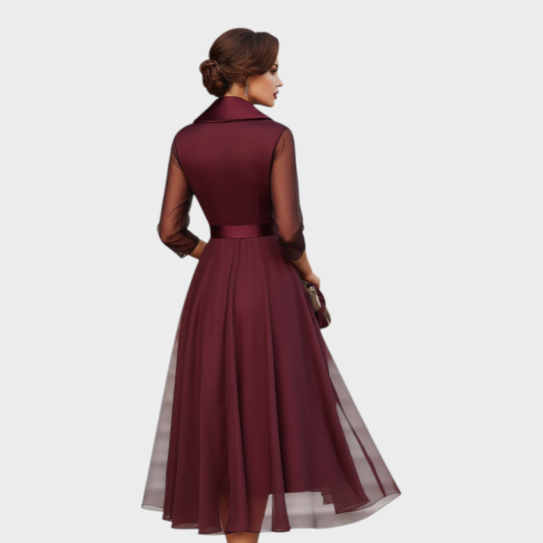 Faye – Elegant Midi Dress with Sheer Sleeves – view 2