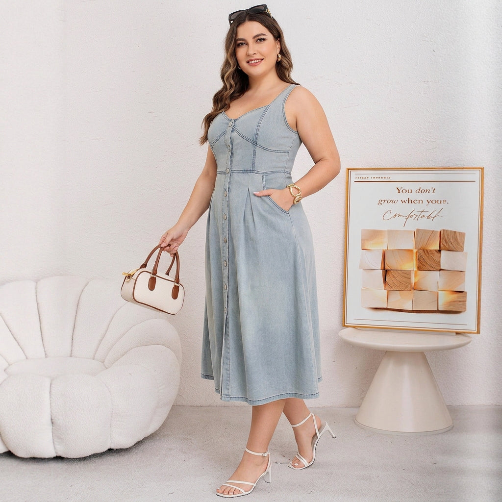 Cataleya Button-Fly Denim Dress