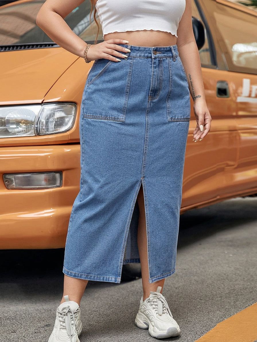 Nia Slit Denim Skirt