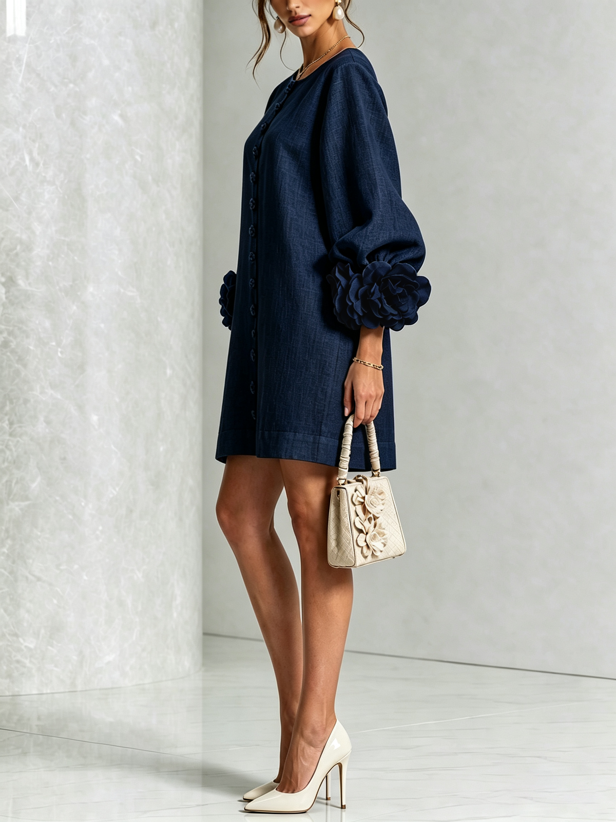 Florence – Floral Button-Down Mini Dress – view 10