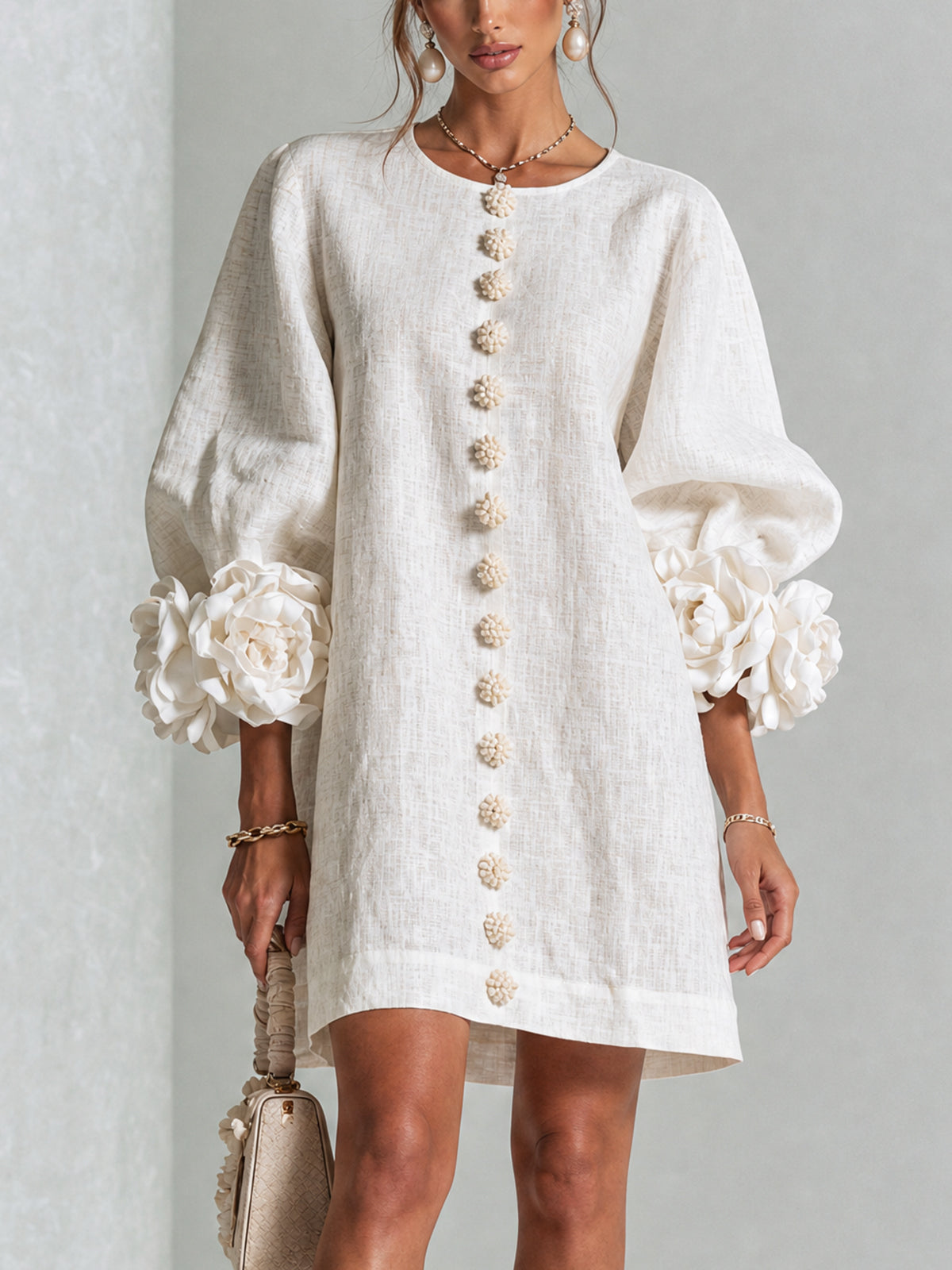Florence – Floral Button-Down Mini Dress – view 3