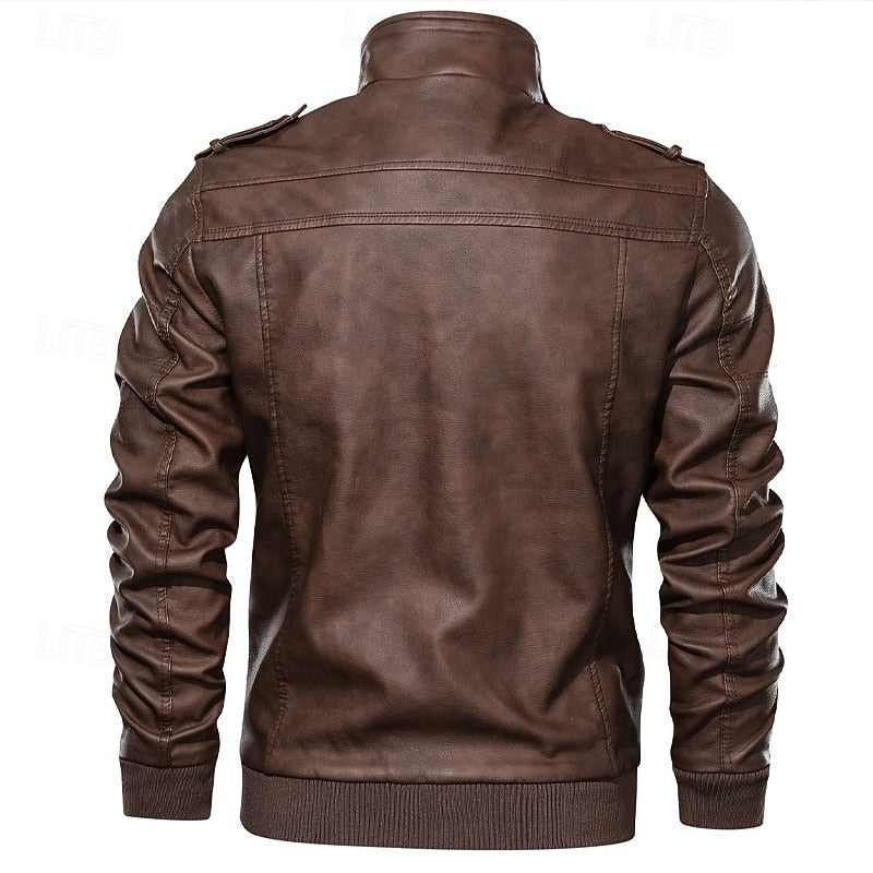 Franklin – Rugged Stand-Collar Biker Jacket – view 3