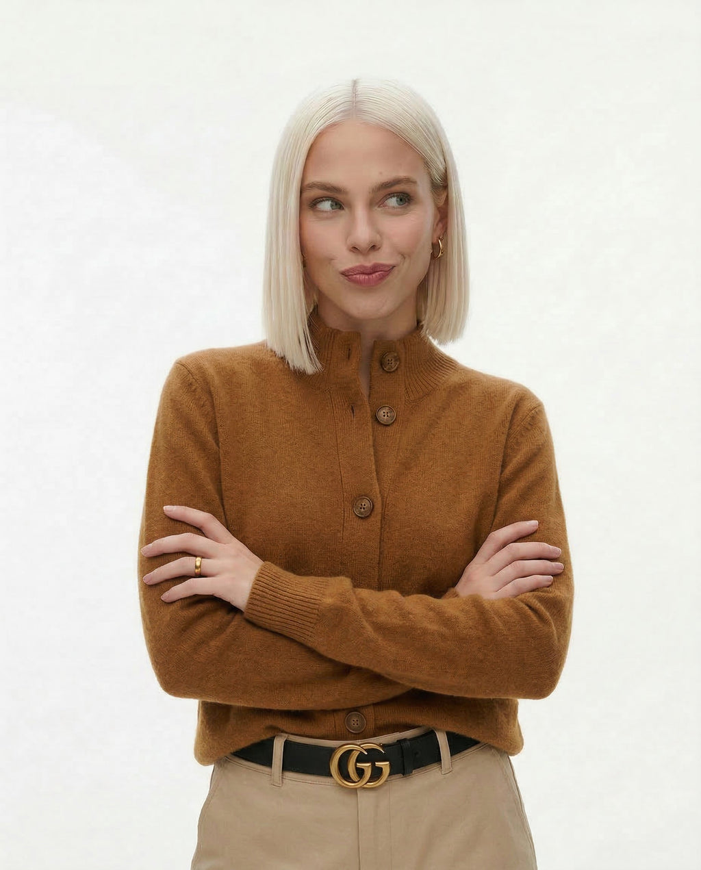 Lara Collared Button Front Cardigan - front view