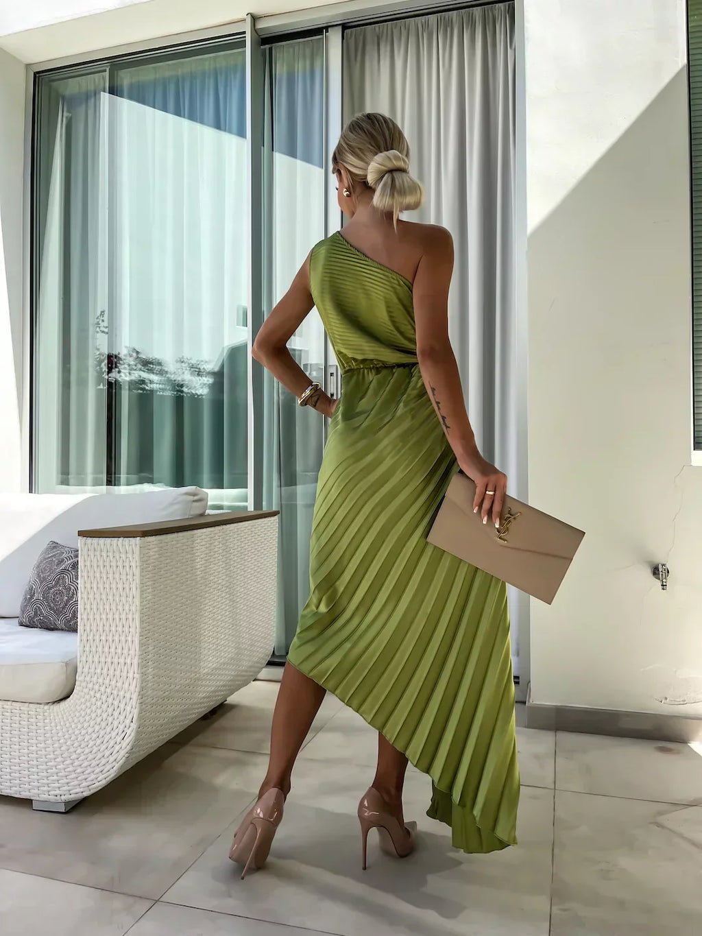 Lily - Women's Romantic Floral One-Shoulder Dress