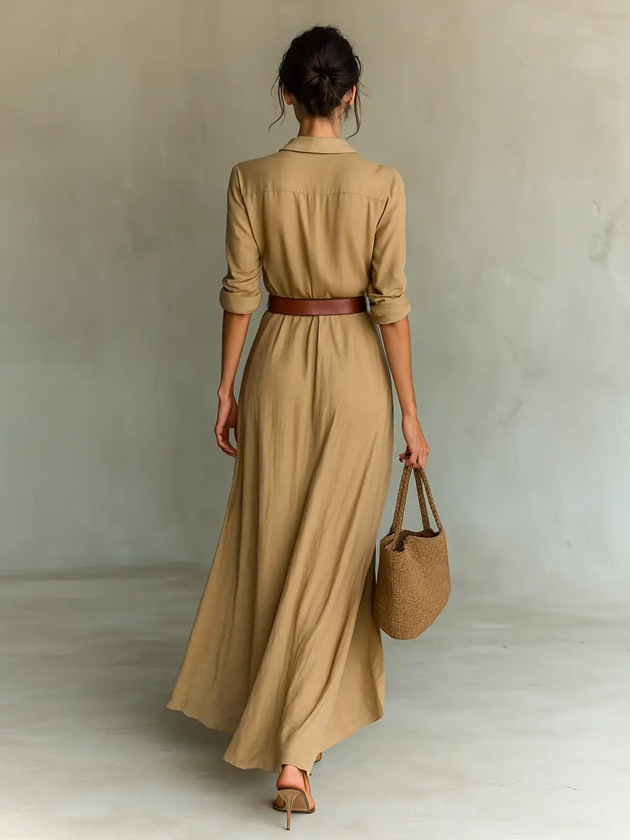Una Belted Lapel Maxi Dress - view 4
