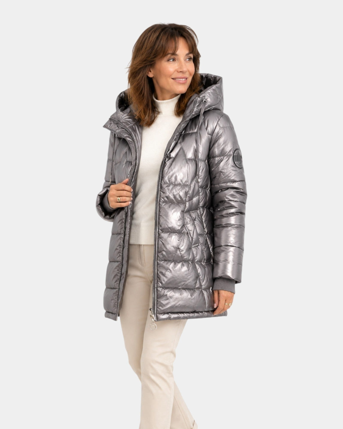 Germaine – Glossy Hooded Puffer Jacket for Women – view 3