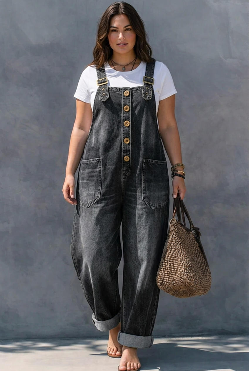 Hattie – Elastic Waist Denim Jumpsuit