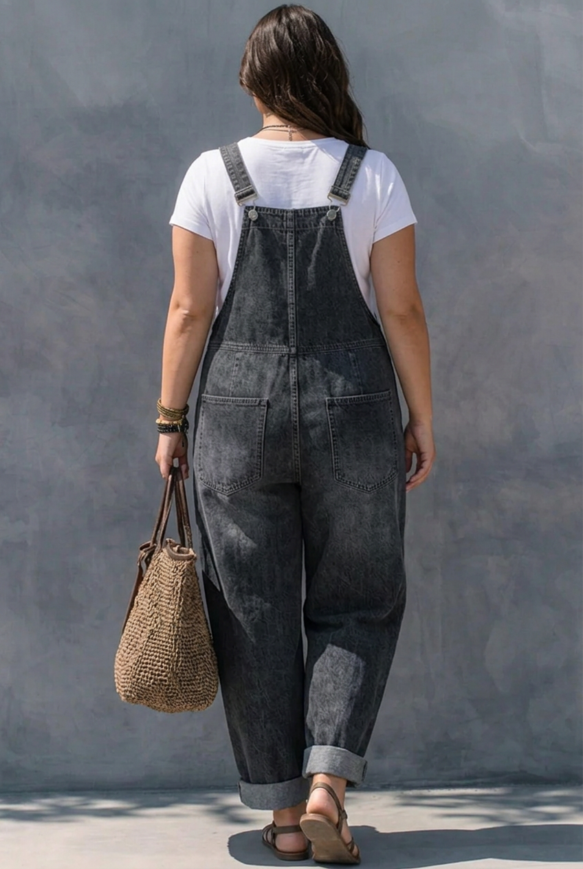 Hattie – Elastic Waist Denim Jumpsuit – view 3
