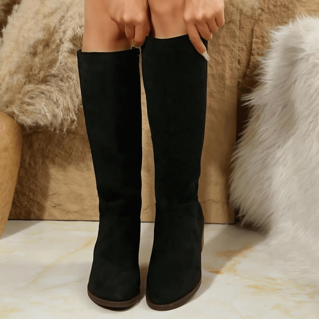 Helene – Lined Wide Calf Faux Suede Knee High Boots for Women – view 2