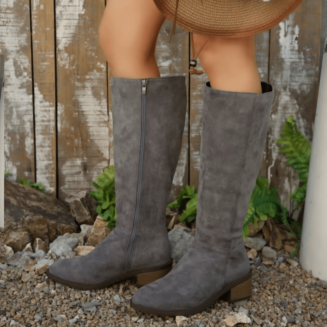 Helene – Lined Wide Calf Faux Suede Knee High Boots for Women – view 3
