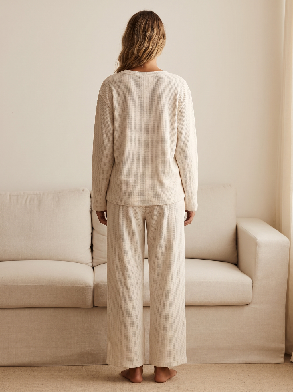 Waffle-Knit Lounge Set – Elara
