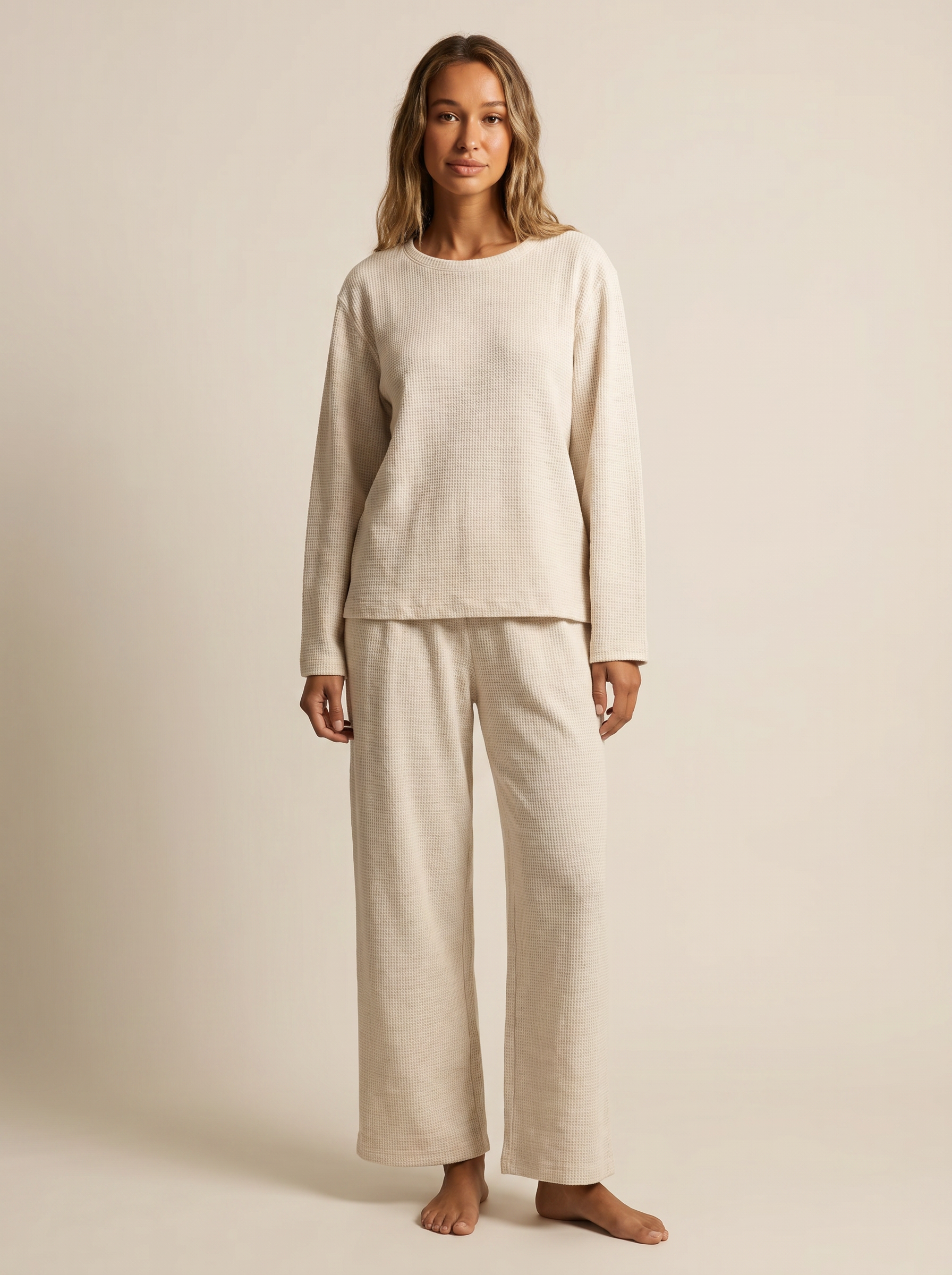 Waffle-Knit Lounge Set – Elara