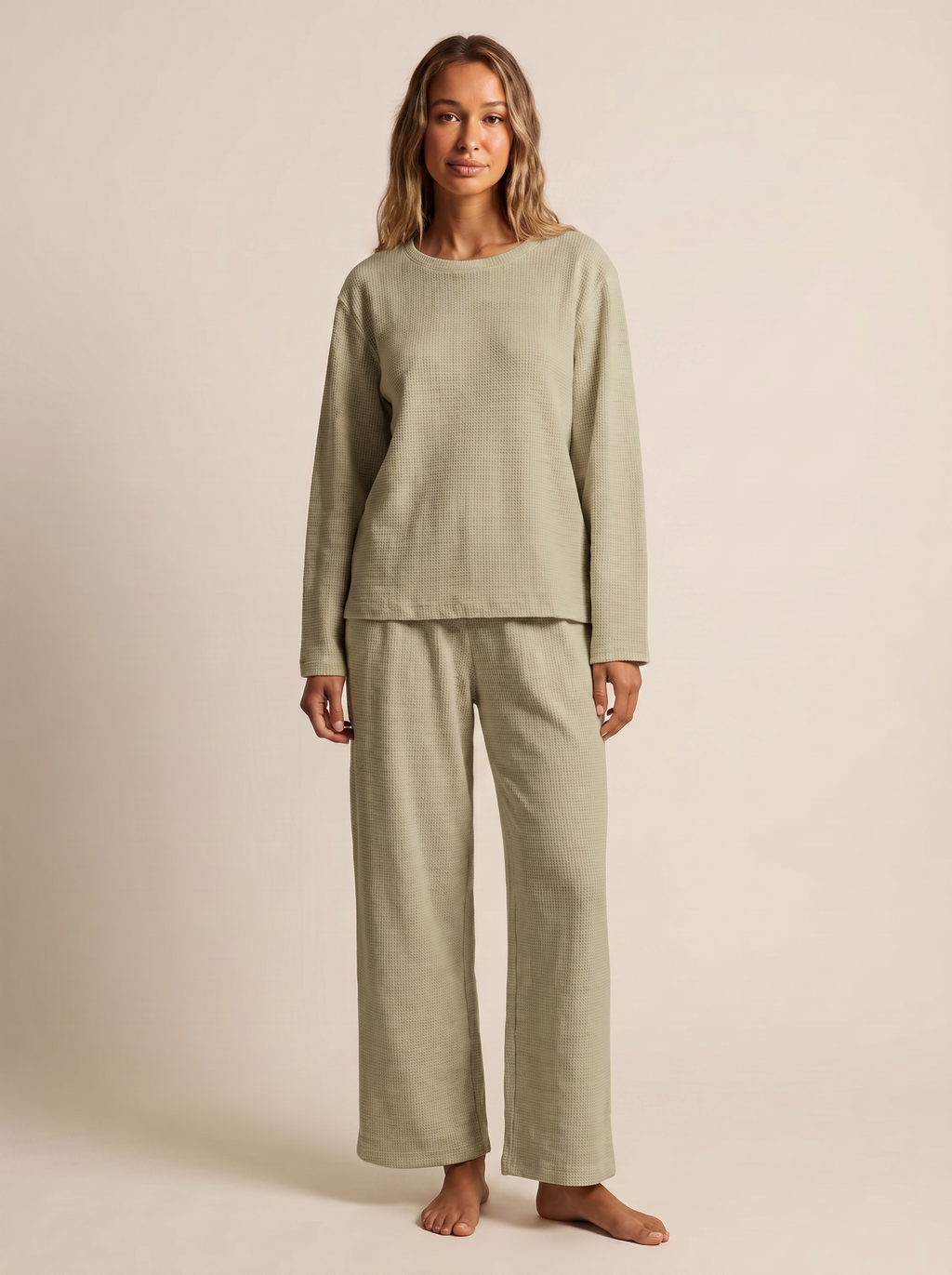 Waffle-Knit Lounge Set – Elara