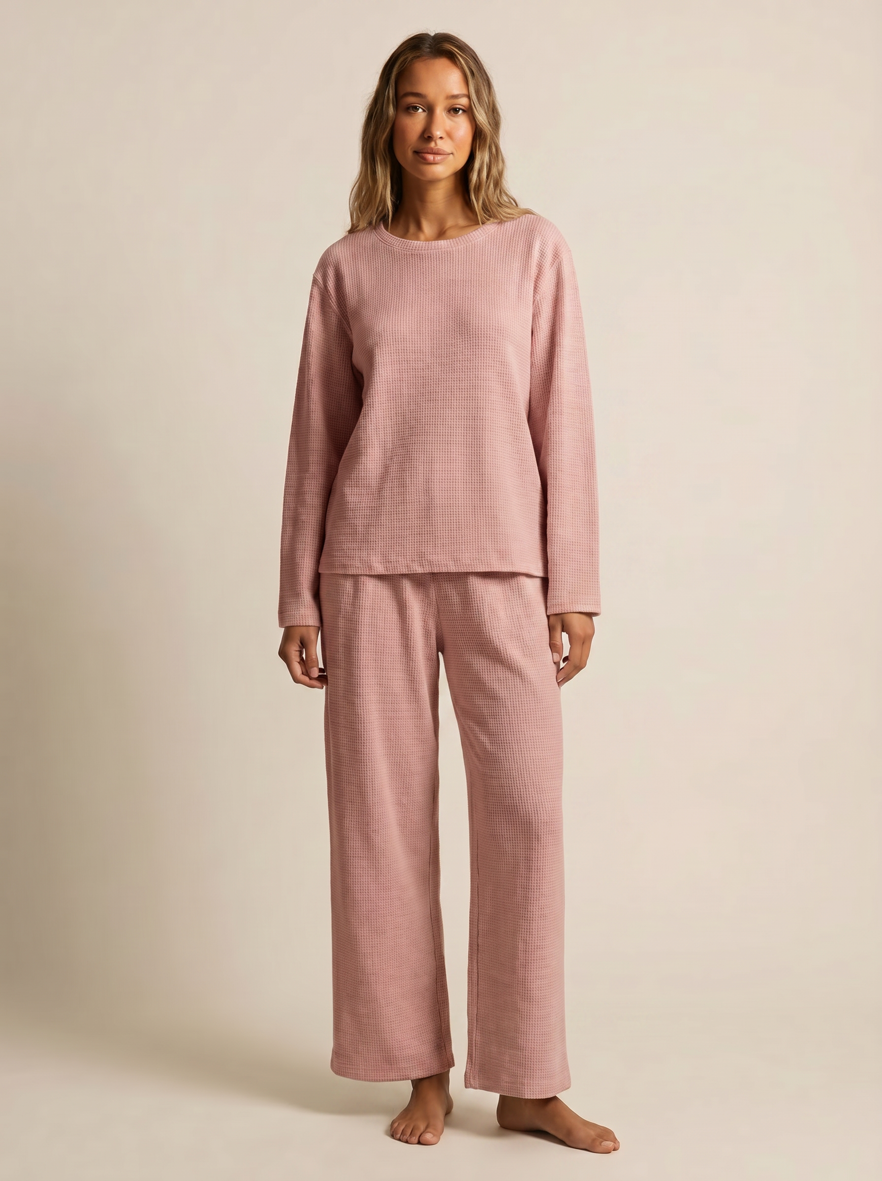 Waffle-Knit Lounge Set – Elara