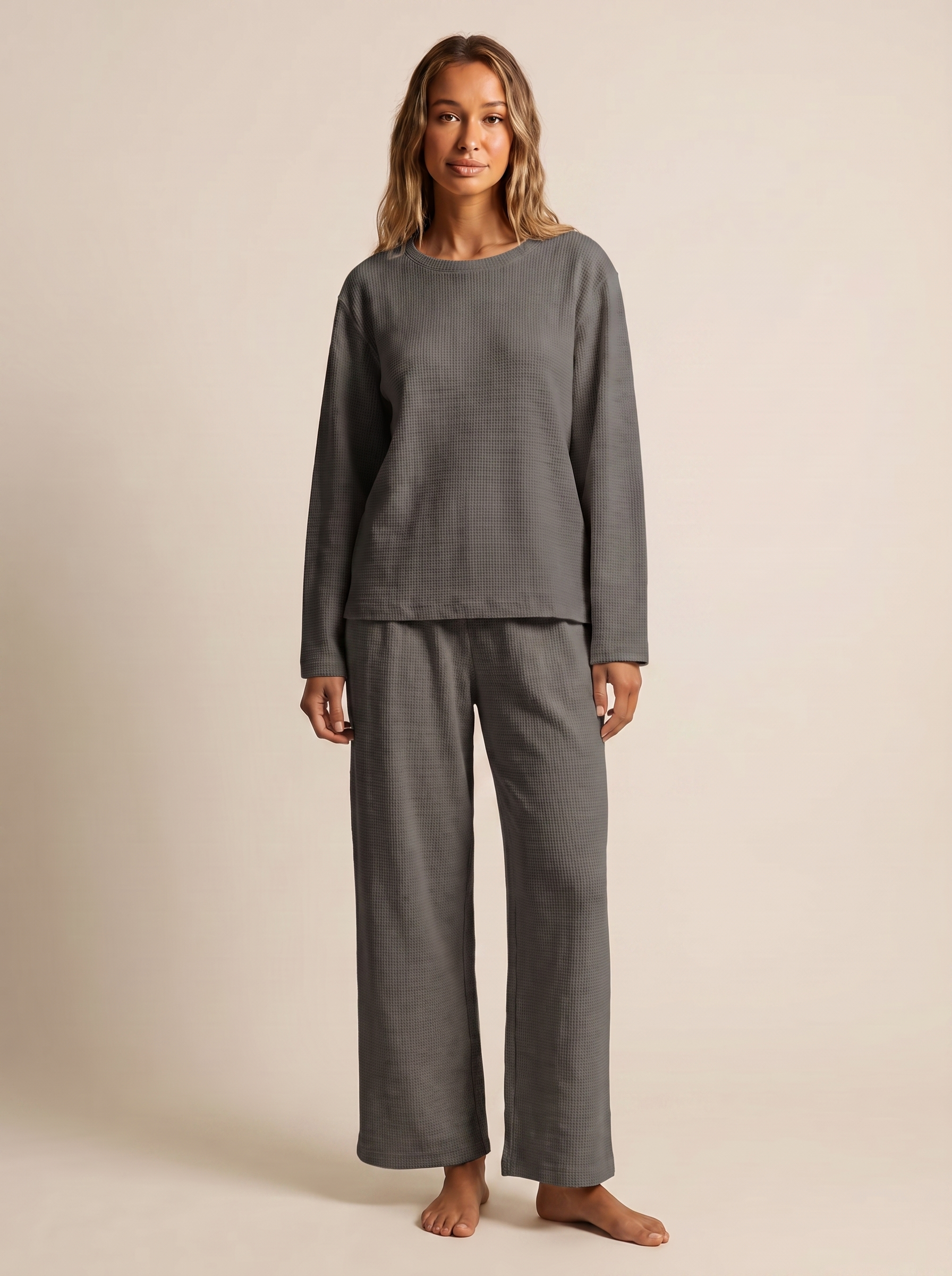 Waffle-Knit Lounge Set – Elara