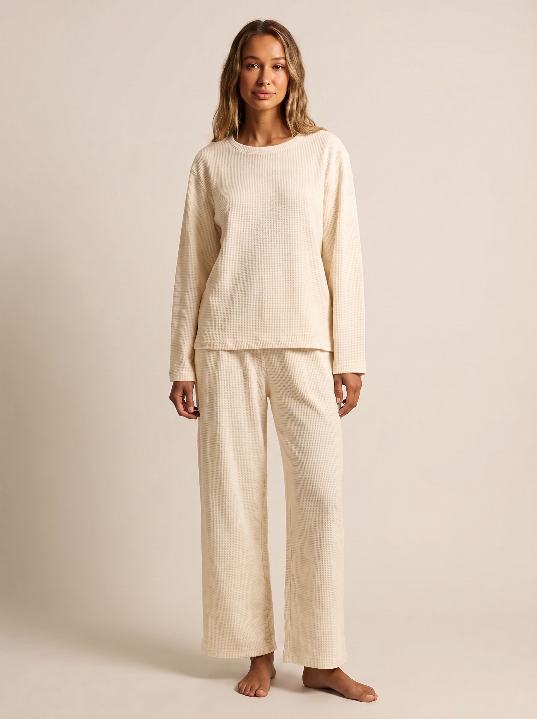 Waffle-Knit Lounge Set – Elara