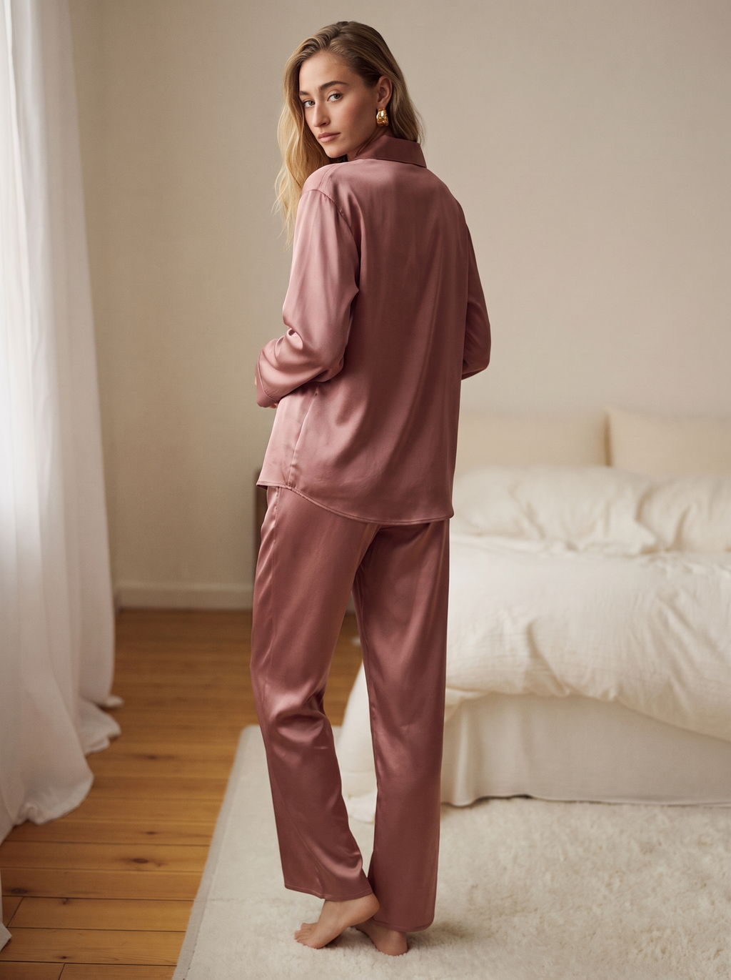 Satin Long Pajama Set – Cora