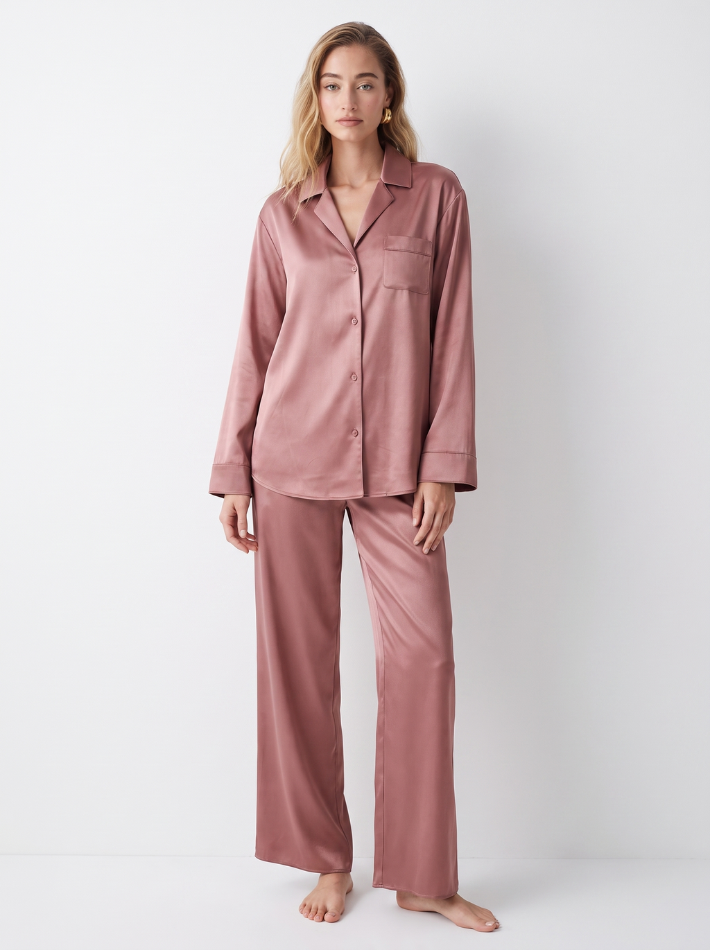 Satin Long Pajama Set – Cora