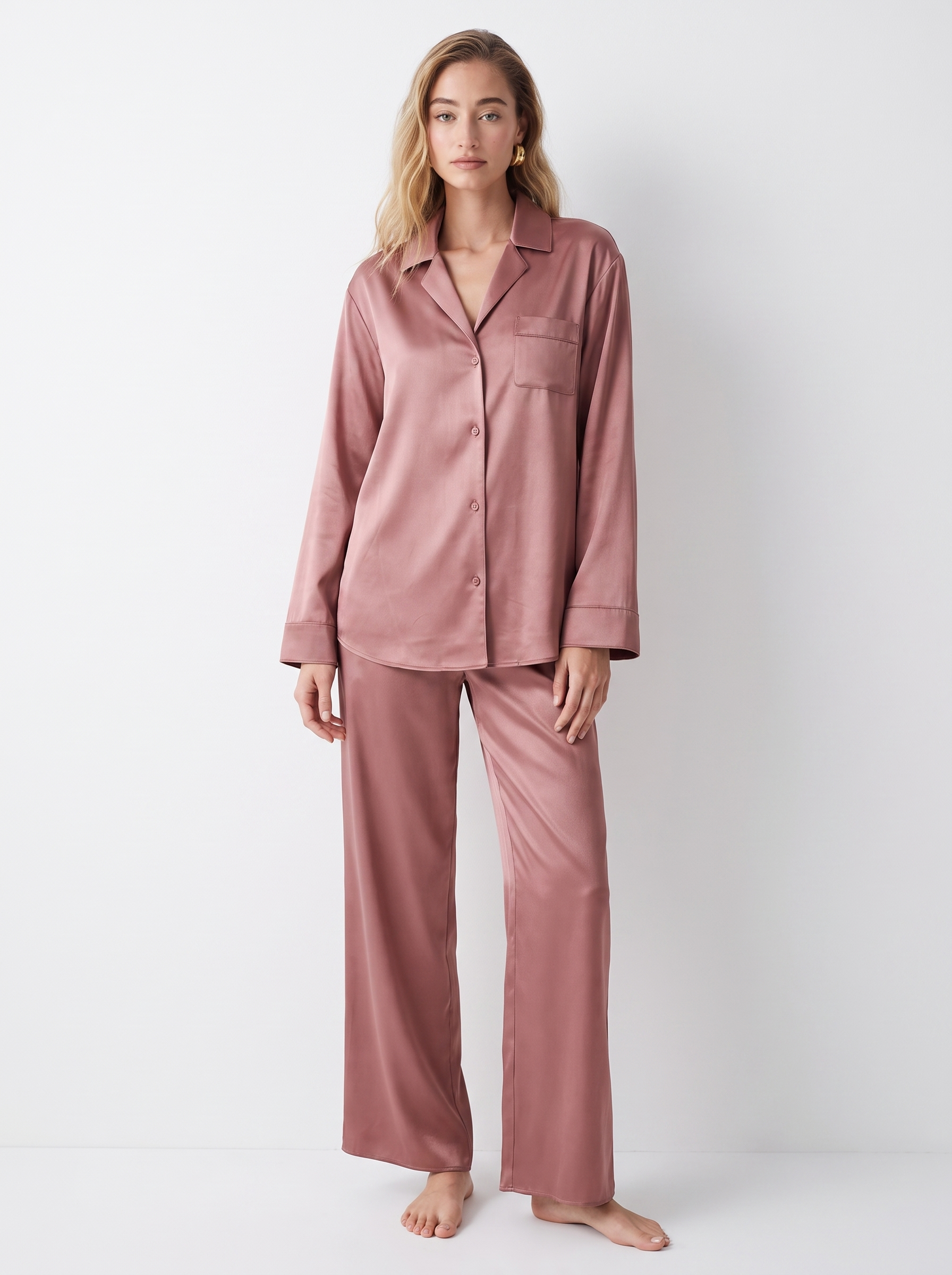 Satin Long Pajama Set – Cora