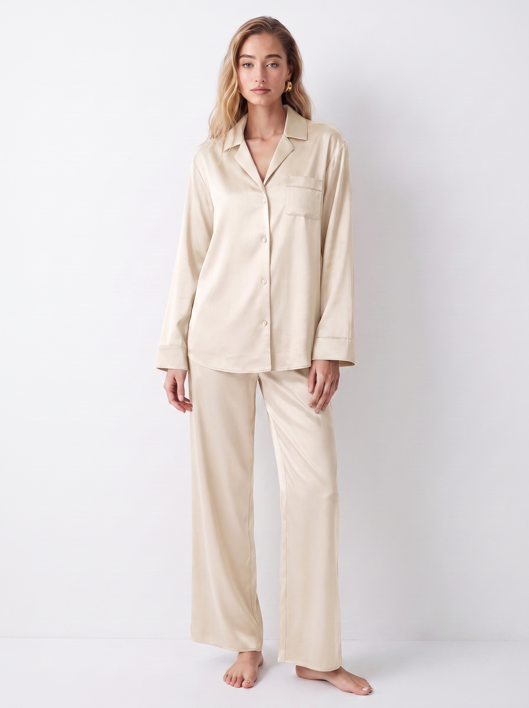 Satin Long Pajama Set – Cora