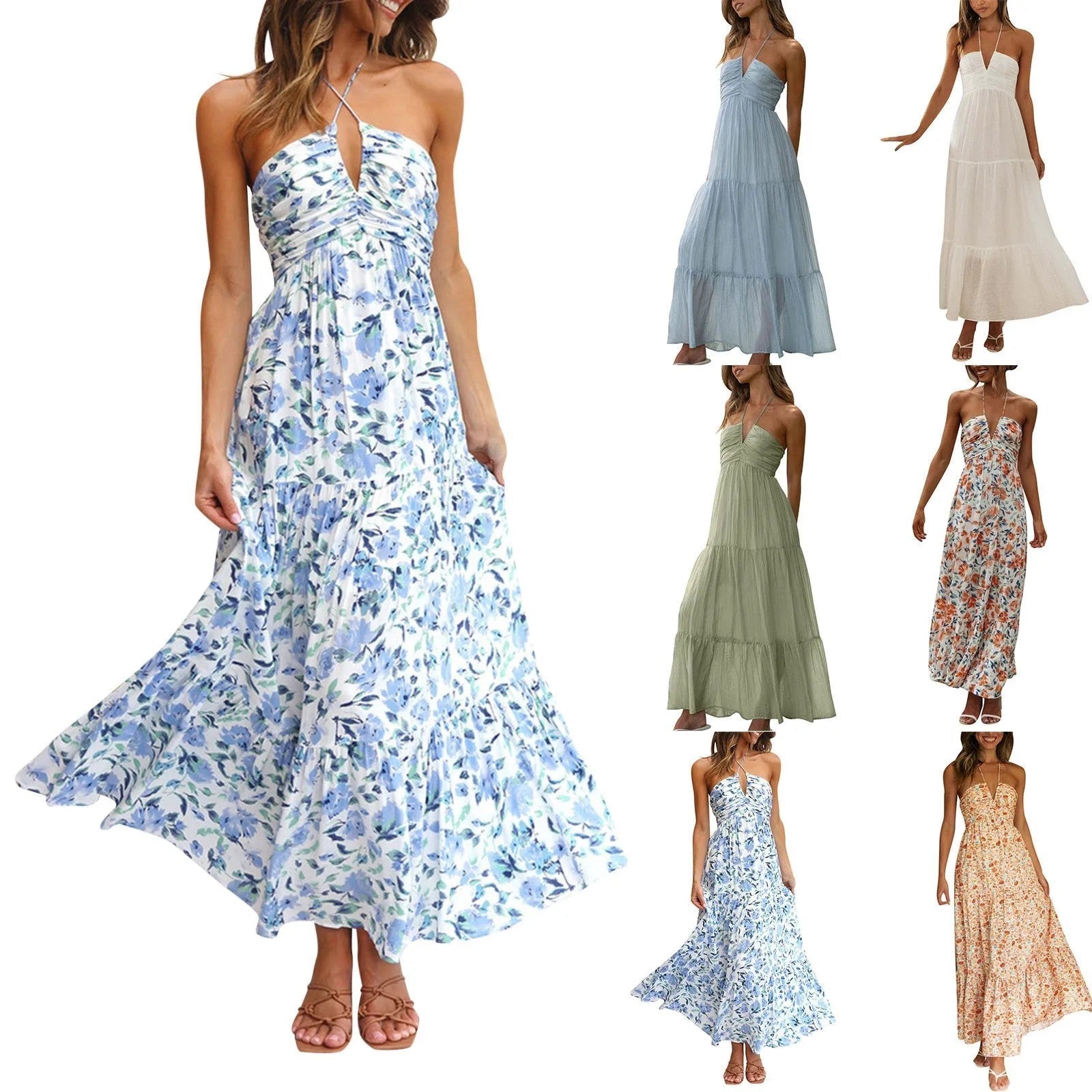 Annika Tiered Halter Maxi Dress - view 3