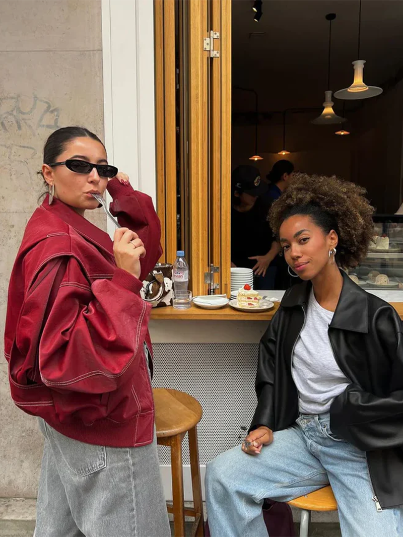 Naliyah | Oversized Windbreaker Jacket with Contrast Stitching for Women