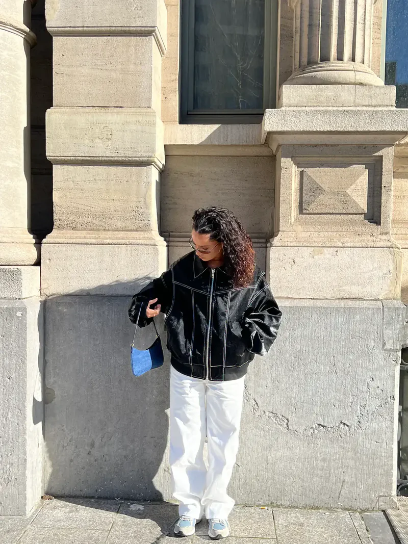 Naliyah | Oversized Windbreaker Jacket with Contrast Stitching for Women