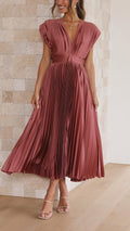 Solene Tie Front Pleated Midi Dress - view 3