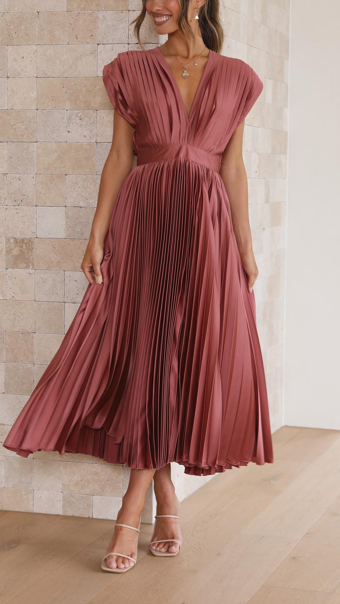 Solene Tie Front Pleated Midi Dress - view 3