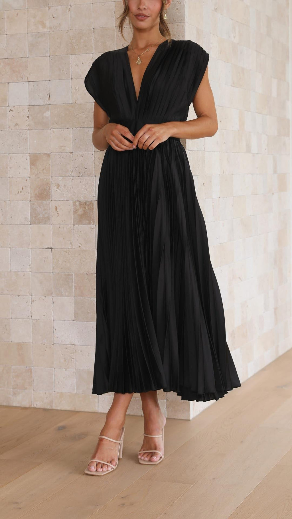 Solene Tie Front Pleated Midi Dress - view 13