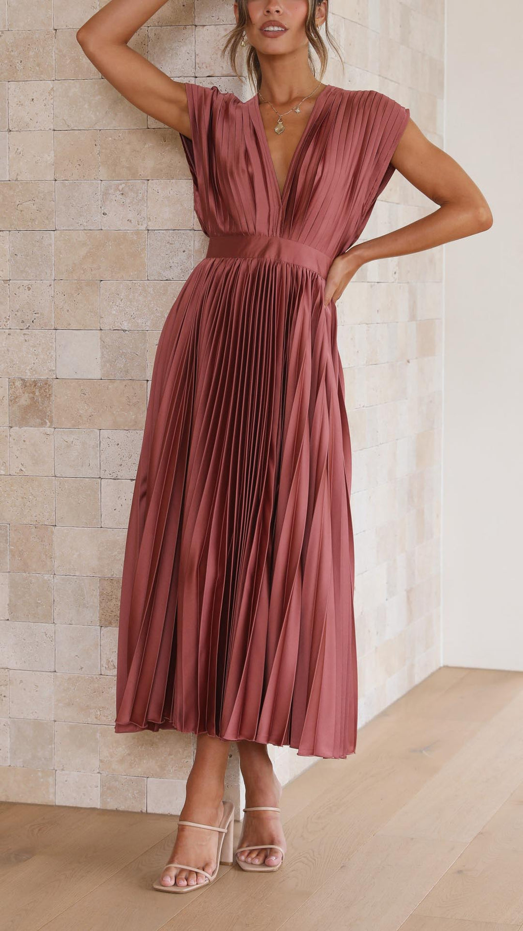 Solene Tie Front Pleated Midi Dress - view 2