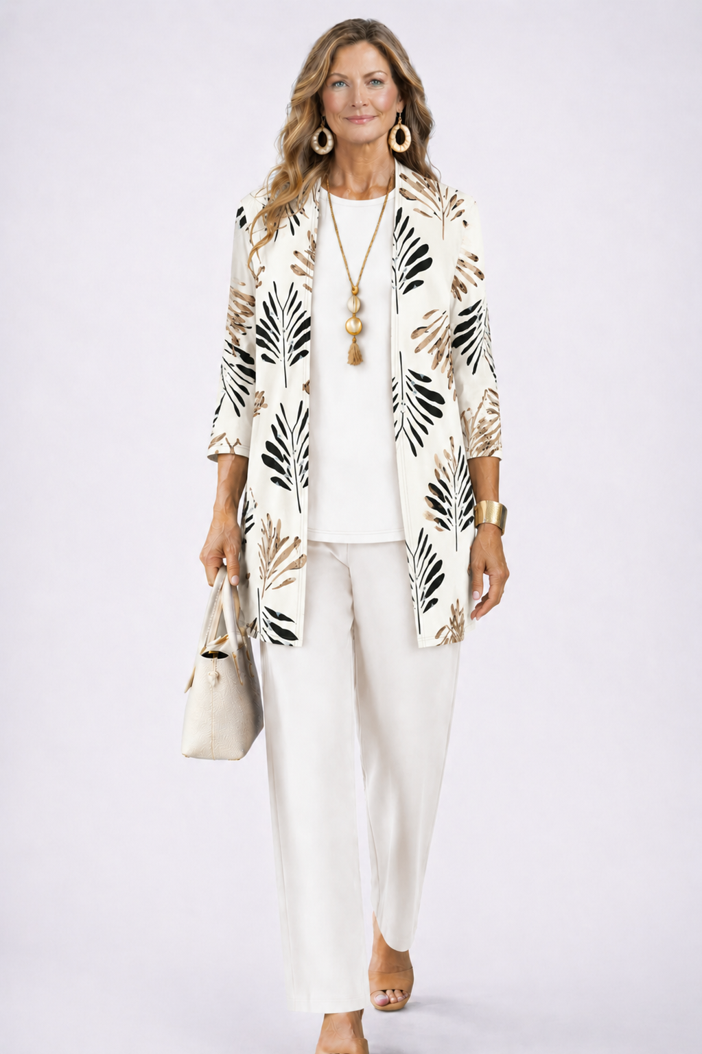Iris – Three-Piece Cardigan, Top and Printed Trouser Set – view 14