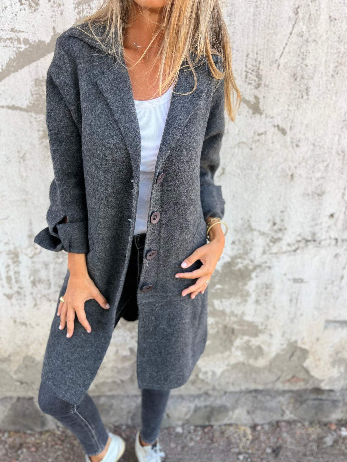 Isabella – Longline Coat with Notch Lapels and Straight Cut for Women – view 7