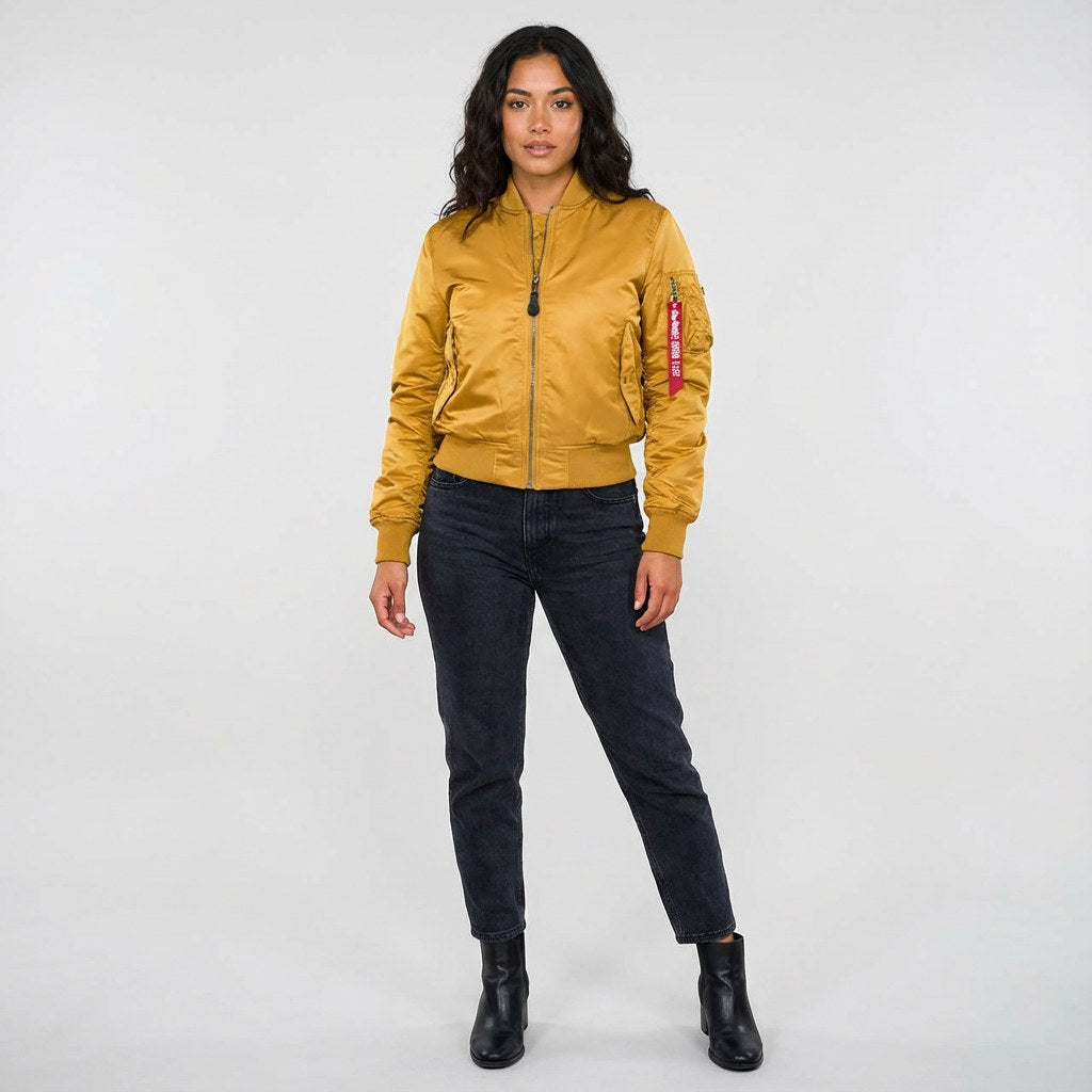 Isla | Women's Utility Bomber Jacket, Satin-Finish Autumn Jacket