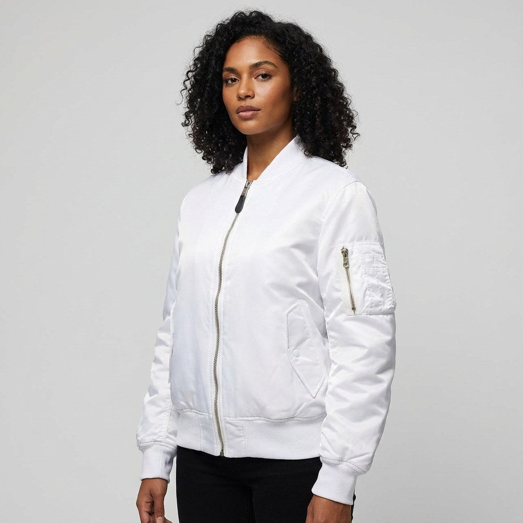 Isla | Women's Utility Bomber Jacket, Satin-Finish Autumn Jacket