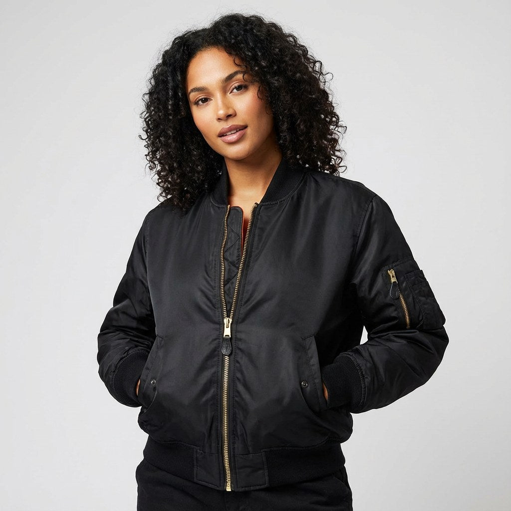 Isla | Women's Utility Bomber Jacket, Satin-Finish Autumn Jacket