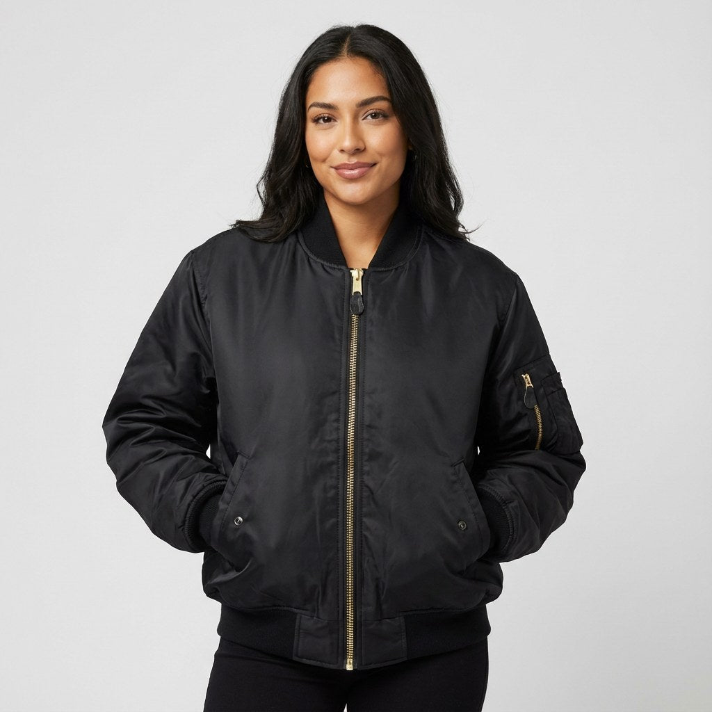 Isla | Women's Utility Bomber Jacket, Satin-Finish Autumn Jacket