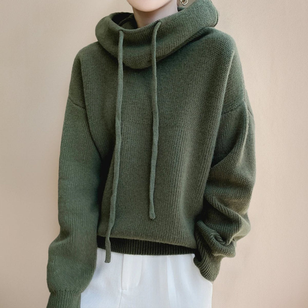 Isla Women's Oversized Sweater – Soft Knit Hooded Turtleneck – view 2