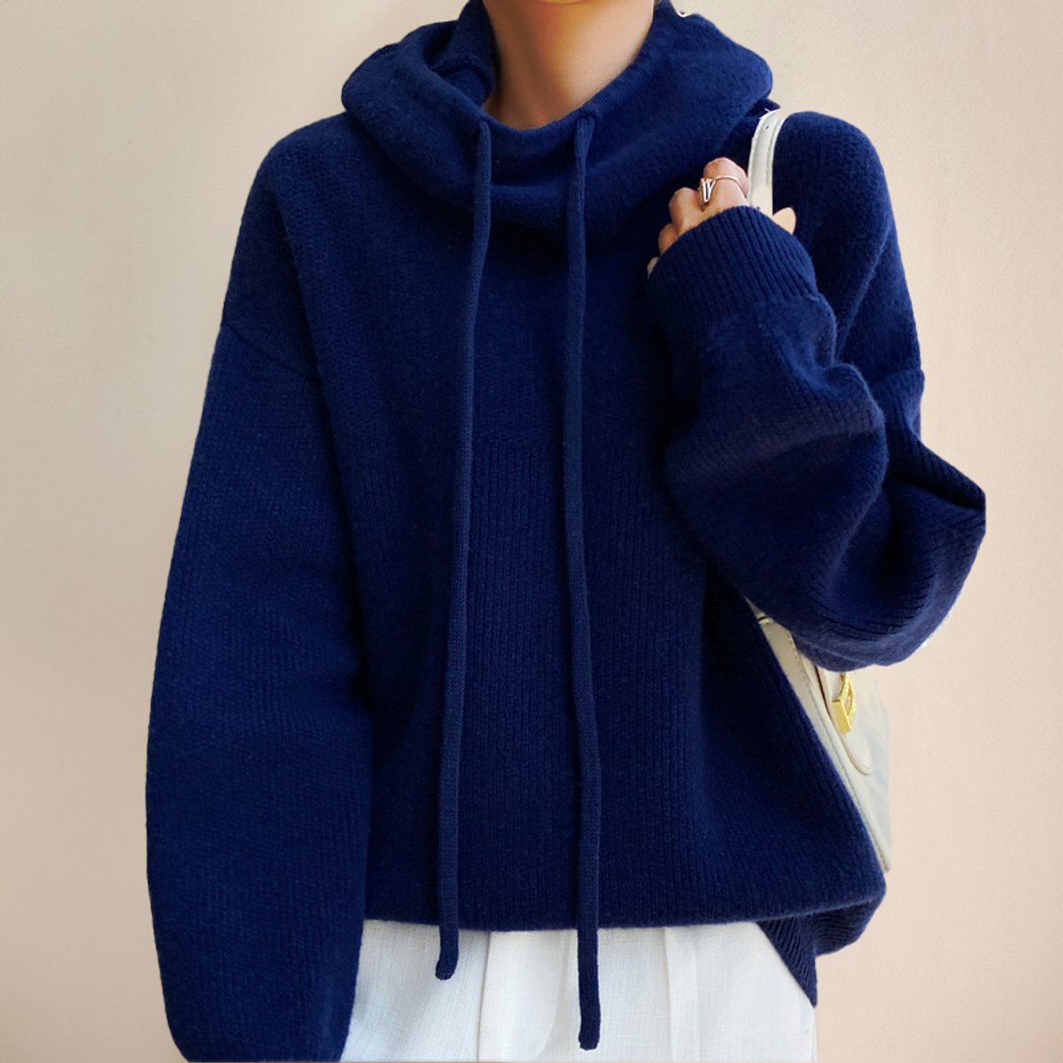 Isla Women's Oversized Sweater – Soft Knit Hooded Turtleneck – view 8