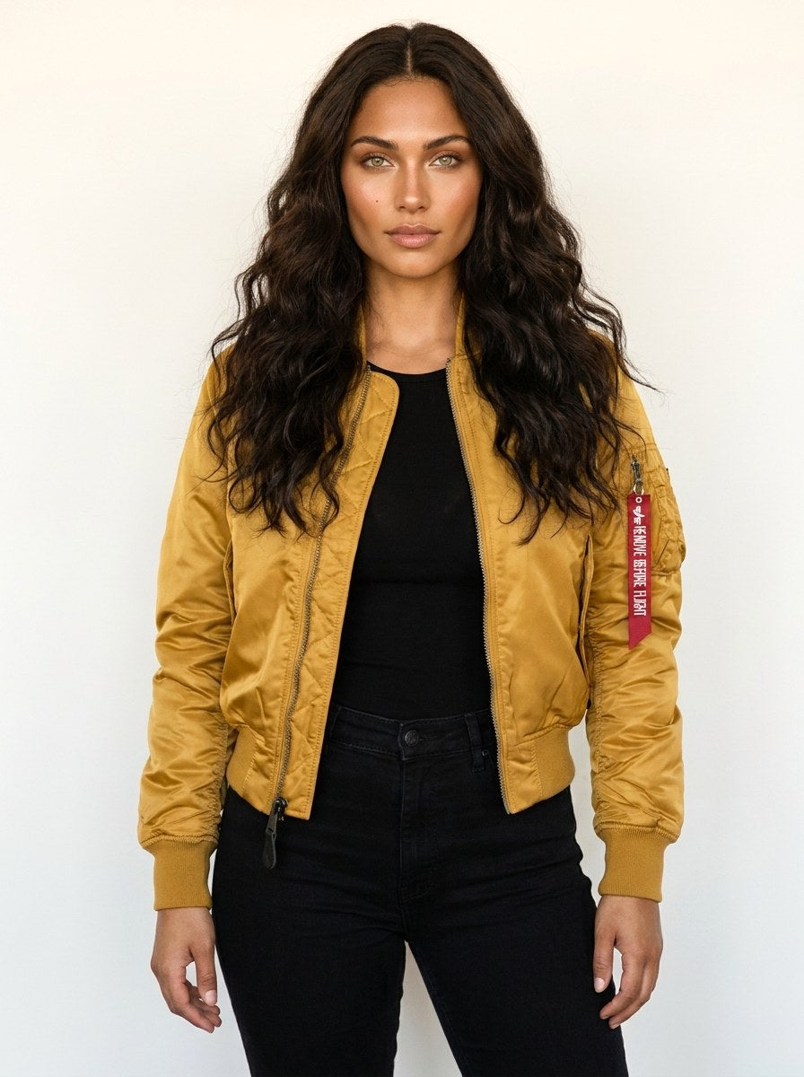 Isla – Women's Utility Bomber Jacket, Satin-Finish Autumn Jacket – view 12