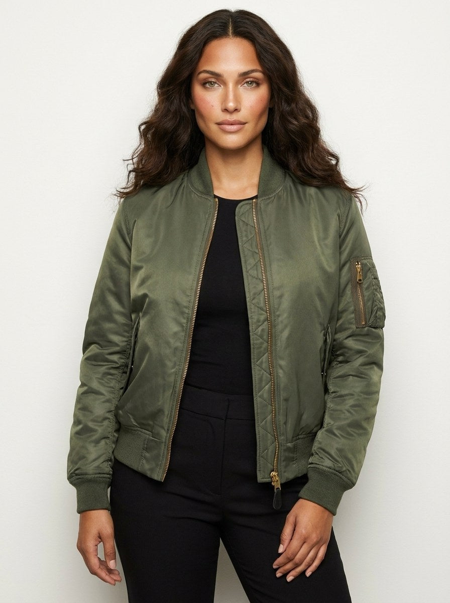 Isla – Women's Utility Bomber Jacket, Satin-Finish Autumn Jacket – view 17