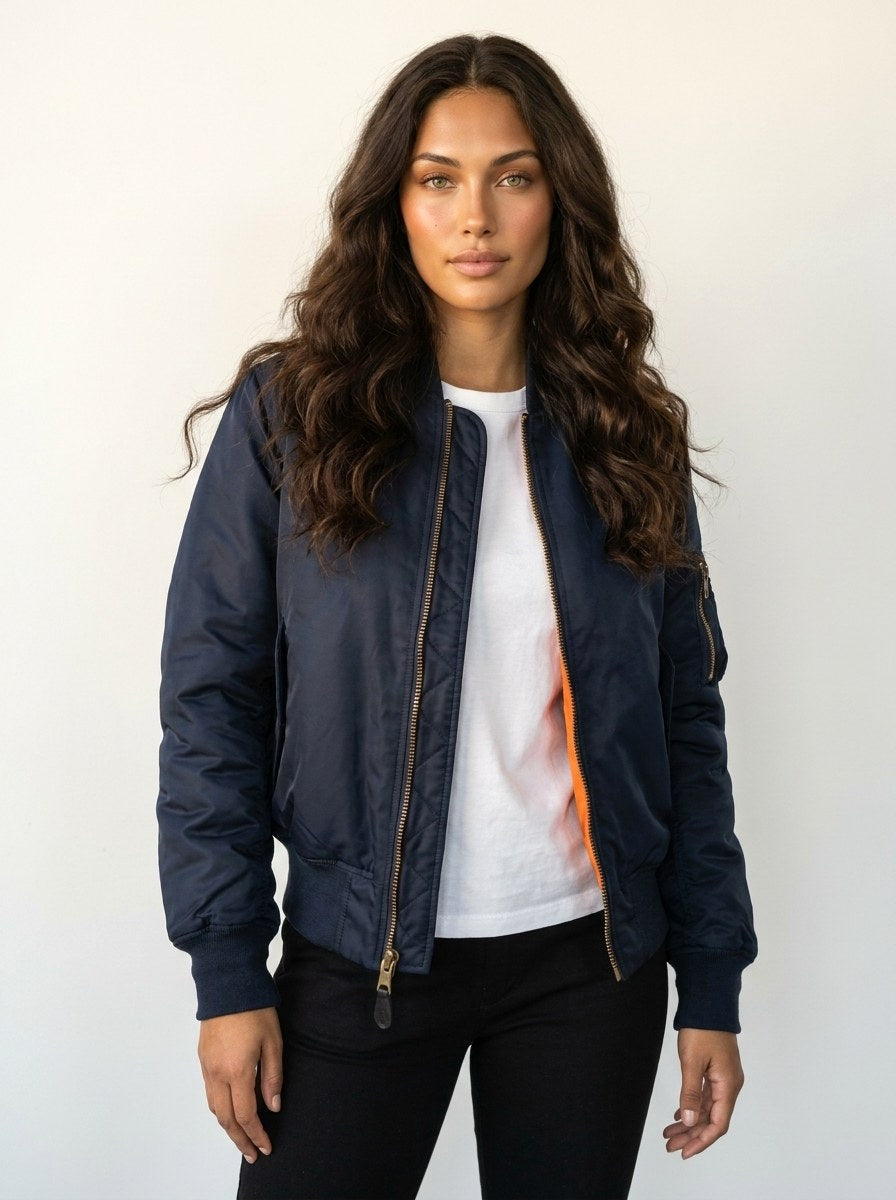 Isla – Women's Utility Bomber Jacket, Satin-Finish Autumn Jacket – view 19