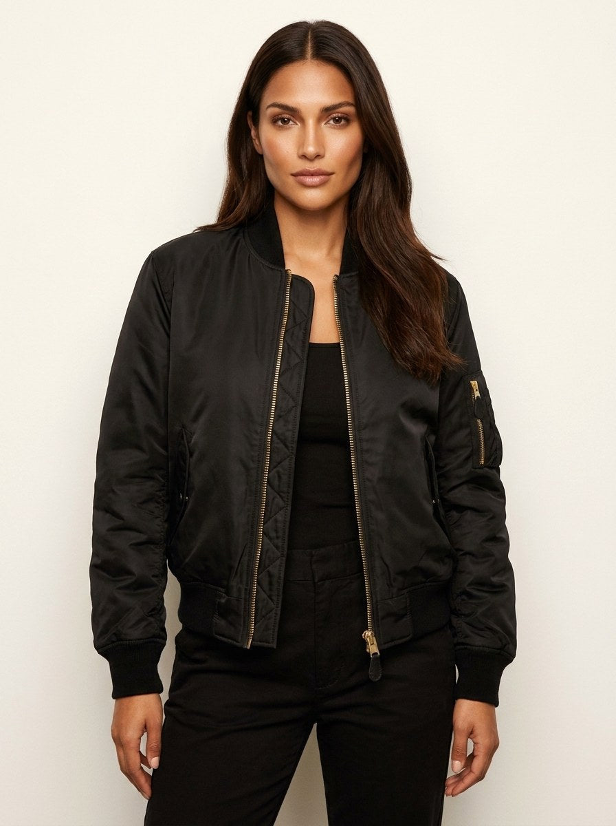 Isla – Women's Utility Bomber Jacket, Satin-Finish Autumn Jacket – view 4