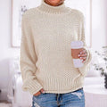 Gloria | Seed Stitch Turtleneck Sweater with Relaxed Drape for Women